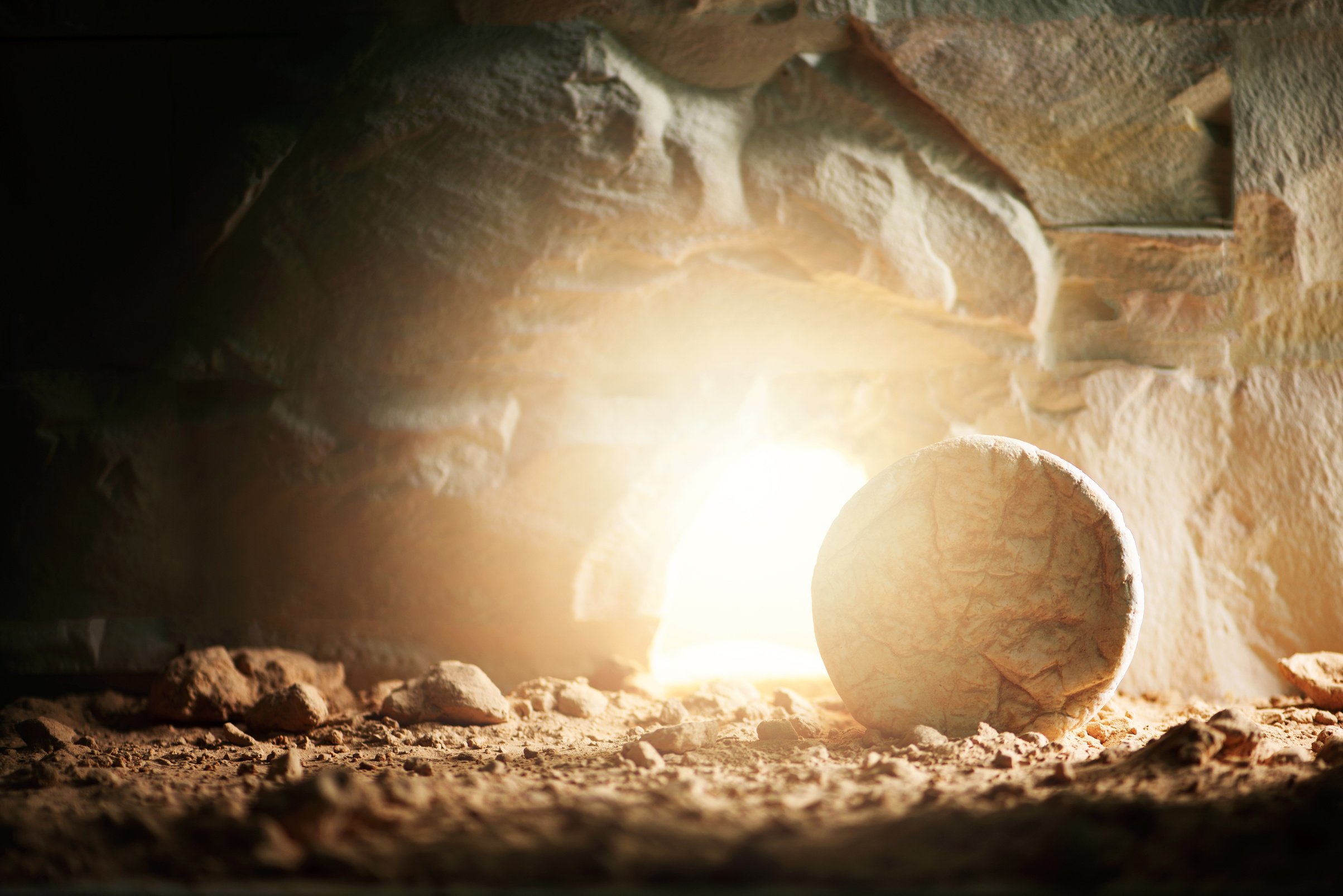 Empty Tomb of Jesus Christ with Light. Born to Die, Born to Rise. "He Is Not Here He Is Risen". Savior, Messiah, Redeemer, Gospel. Alive. Christian Easter Concept. Jesus Christ Resurrection. Miracle