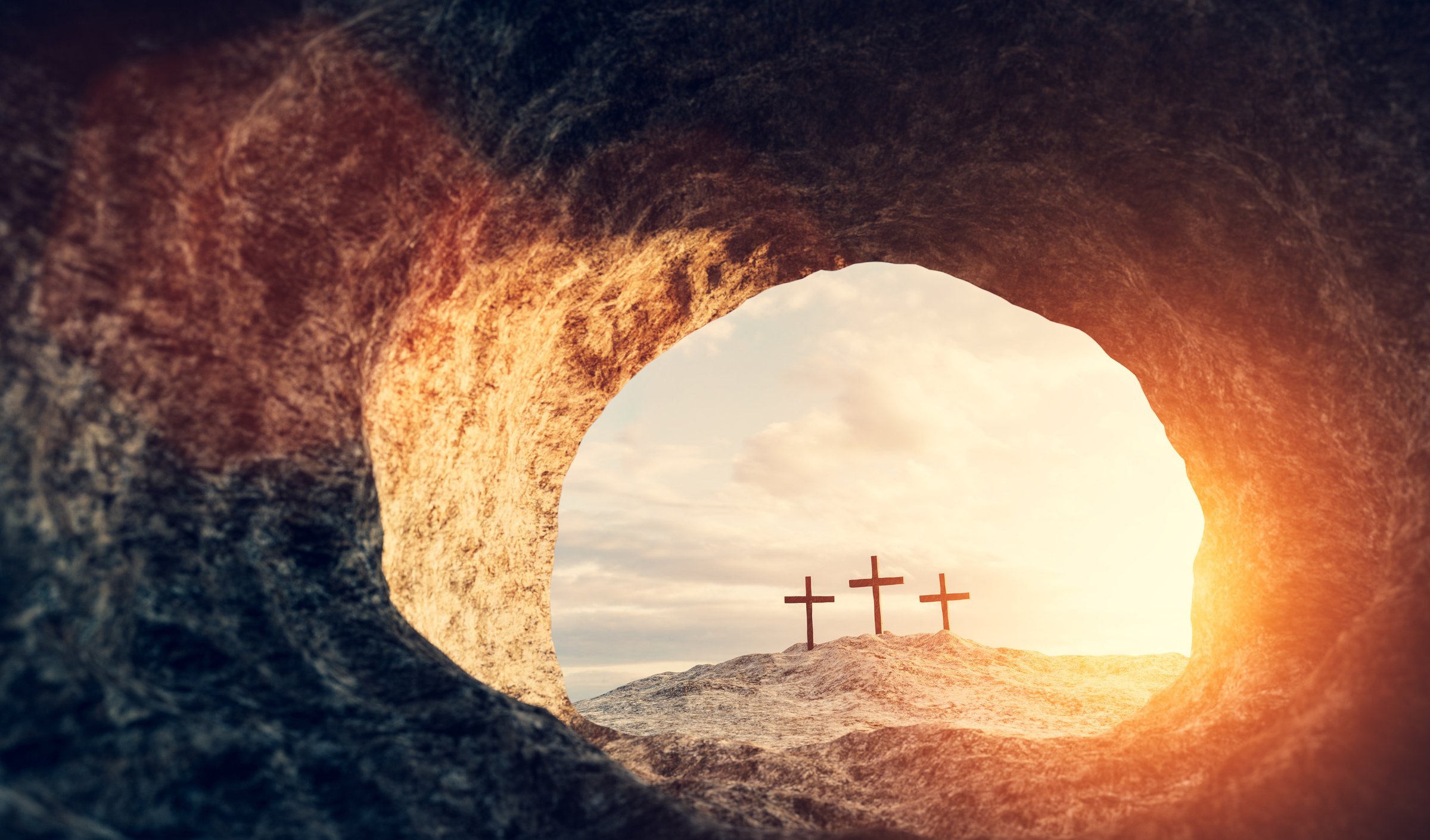 Tomb of Jesus Christ with Crucifixes on the Mountain